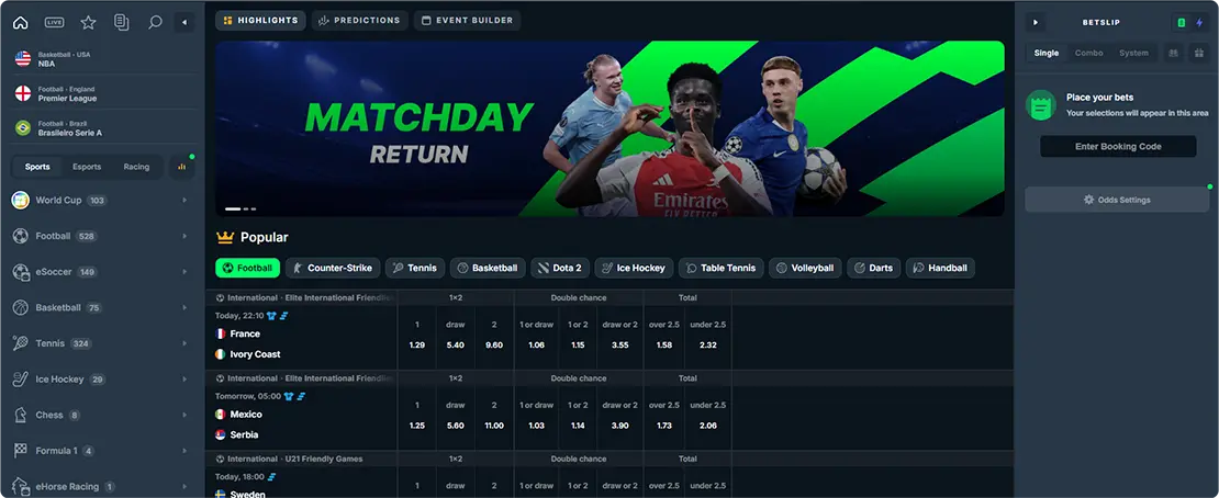 BetPortal sportbook and sport betting